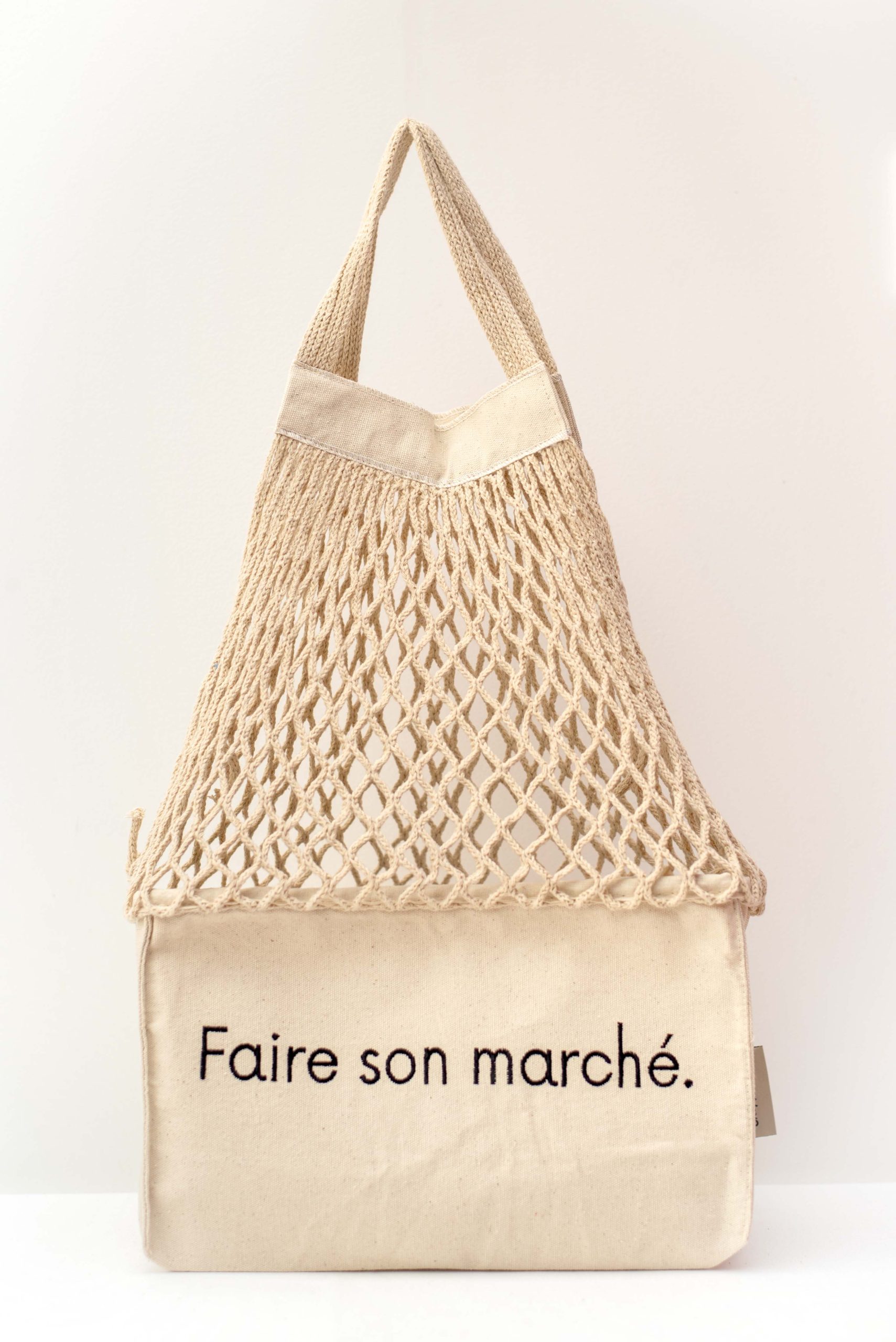 Sac Fillet « Faire son marché » Naturel M – Shoppinette